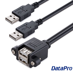 Panel Mount Dual USB-A 2.0 Extension Cable