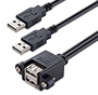 Panel Mount Dual USB-A 2.0 Extension Cable