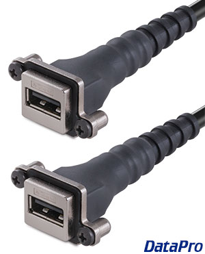 IP67 Waterproof Dual Panel-Mount USB-A 2.0 Female-Female Cable