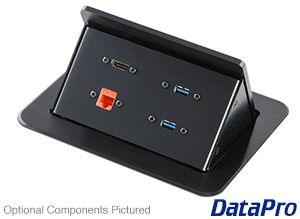 Table Top Pop-Up AV Connectivity Box With Custom Panel