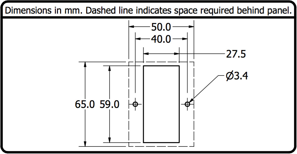 Panel-Mount C14RS Cutout Dimensions