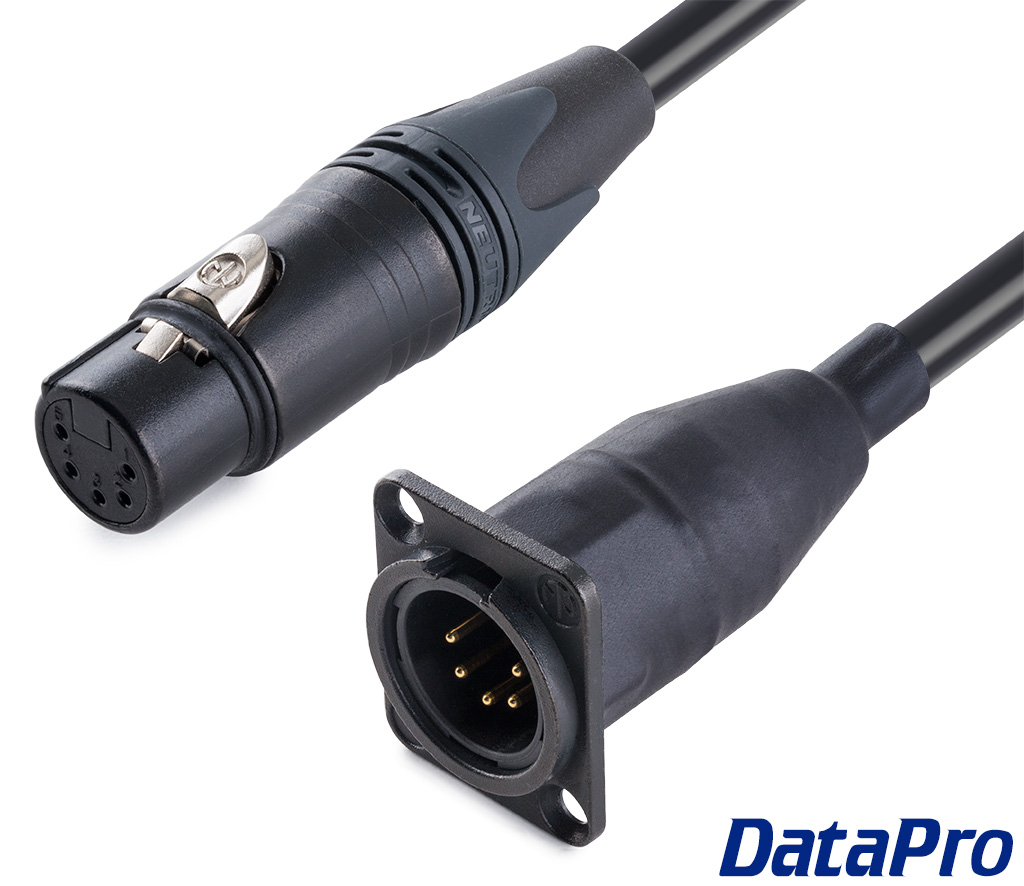 Panel Mount DMX Male 5-pin Extension Cable M-F -- DataPro