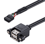 Panel Mount Dual USB-A 2.0 to 10-pin header