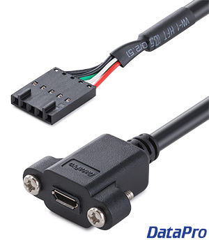 Panel Mount USB 2.0 Micro-B to 5-pin Header Cable