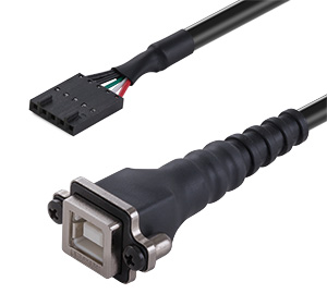 IP67 Waterproof Panel-Mount USB 2.0 Type-B to 5-pin Header Cable