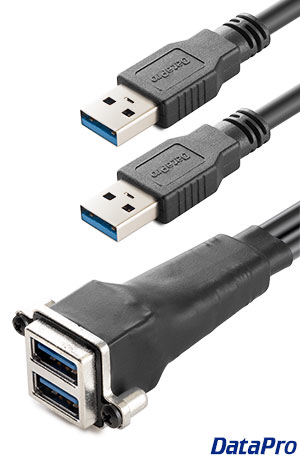 IP67 Waterproof Dual USB 3.0 Panel-Mount Extension Cable