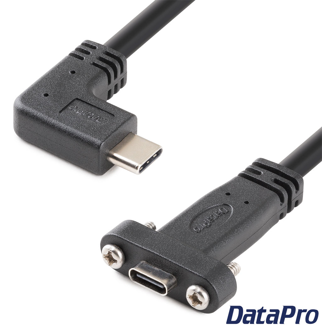 Panel Mount USB-C Extension Cable Right Angle -- DataPro