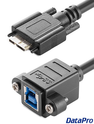 Panel-Mount USB 3.0 Type-B to Thumbscrew Locking Micro-B Cable