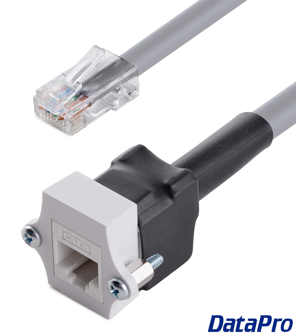 1000M CAT6 RJ45 Ethernet Extension Cable with Panel Mount (30cm)  MDY-RJ45-E6-30