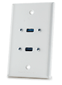 USB 2.0/3.0 Type A Wall Plate - Dual
