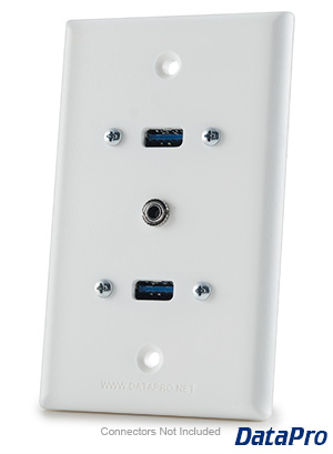 Faceplate 2X USB and 3.5MM Audio Wall Plate