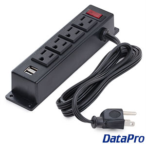 Surface Mountable 4-Port Power Strip With USB