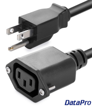 Panel Mount C13 to NEMA 5-15P Power Cable