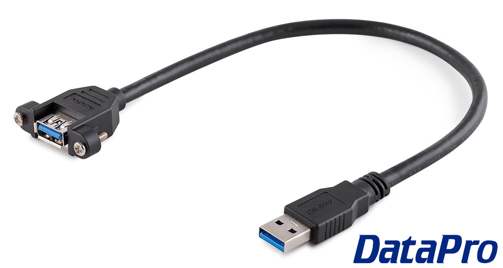 Panel Mount Extension USB Cable - Micro-USB Male to Female