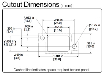 Waterproof USB 3.0 Type-A Cutout Dimensions