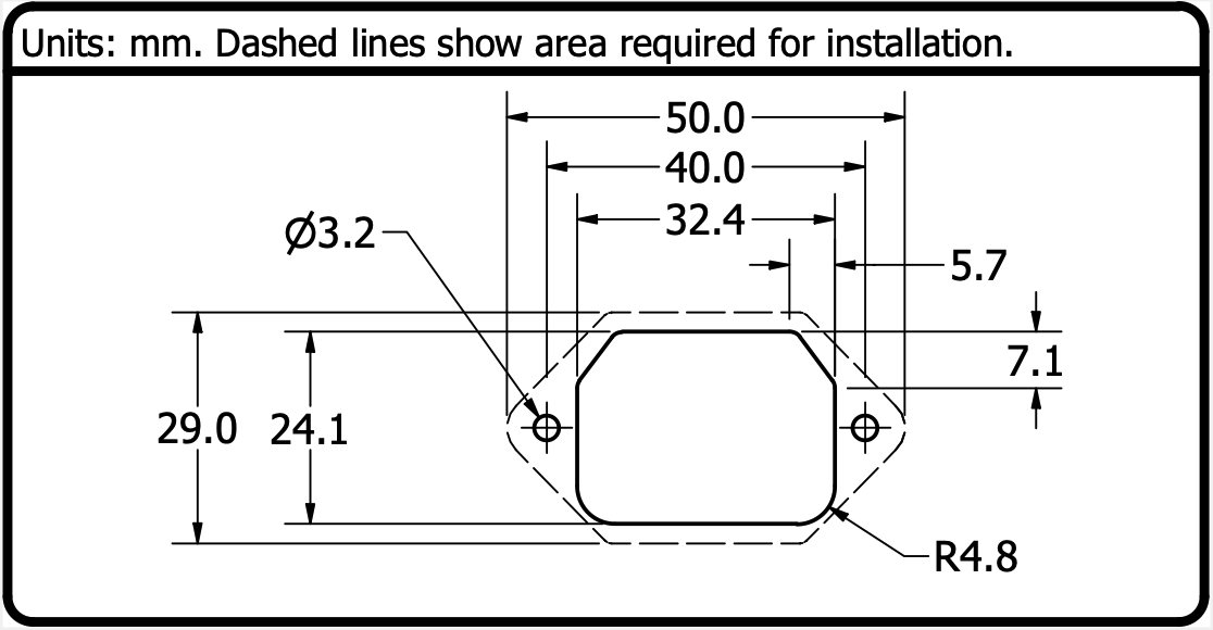 Panel-Mount C13 Cutout Dimensions