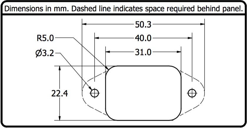 Panel-Mount C14 Cutout Dimensions