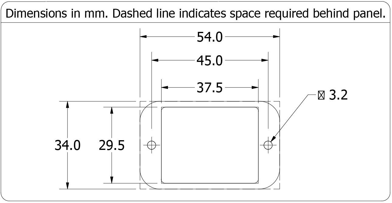 Panel-Mount C14 Cutout Dimensions