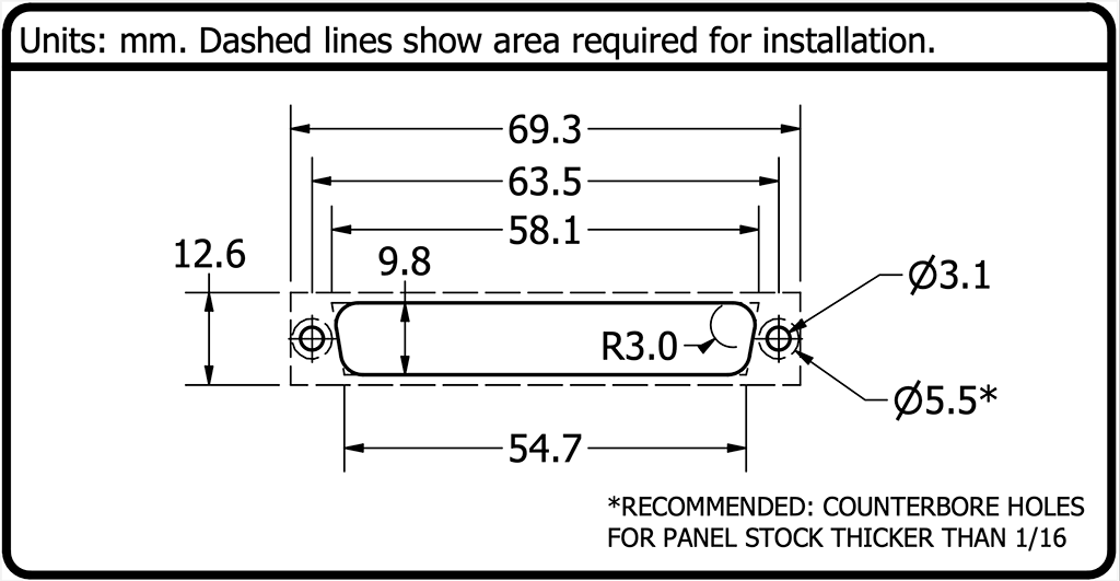 DB37 Cutout Dimensions