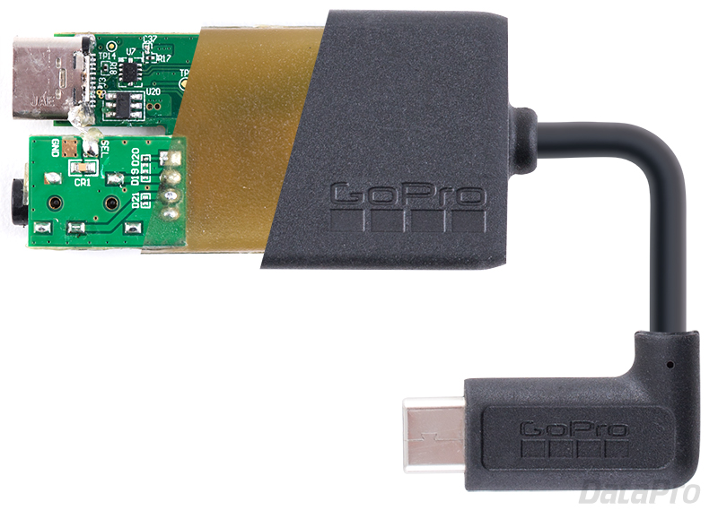 Vue en coupe de l'adaptateur de microphone USB-C pour GoPro